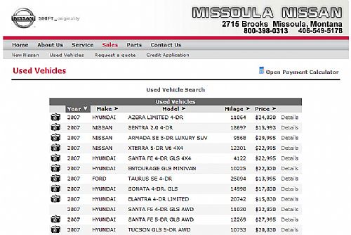 Used Vehicle List