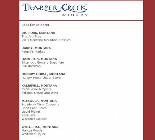 Find the Trapper Creek Winery locations