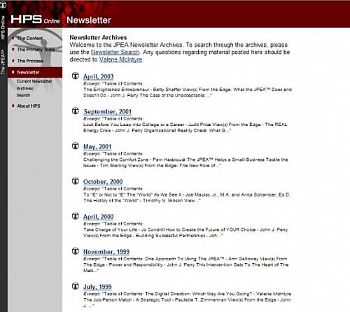 Here is an archive of past newsletters